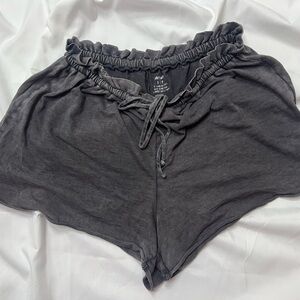 aerie Charcoal Ruffle-Waist Lounge Shorts